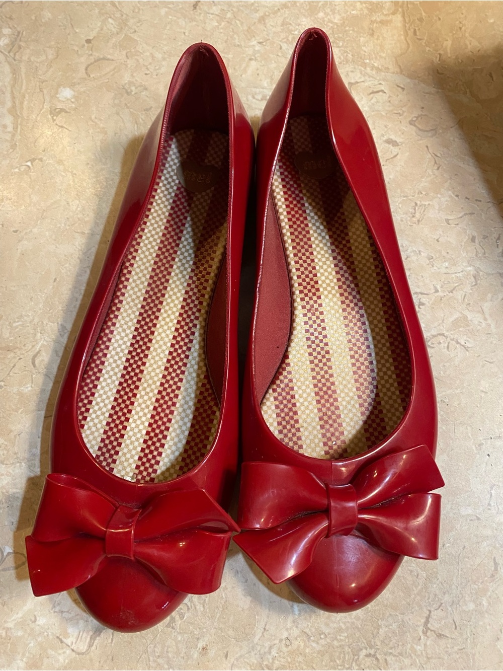 Melissa Red Gloss Bow Ballet Flats